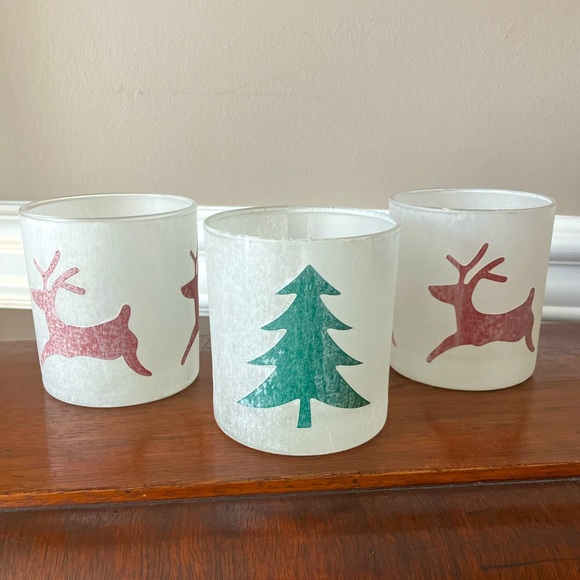 Crate&Barrel Other - Crate&Barrel S/3 Holiday Glass Votive Candle Holders